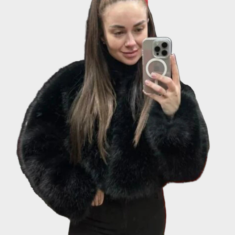 Amaya mīkstās kažokādas ombre jaka ar modes nedēļas iedvesmu