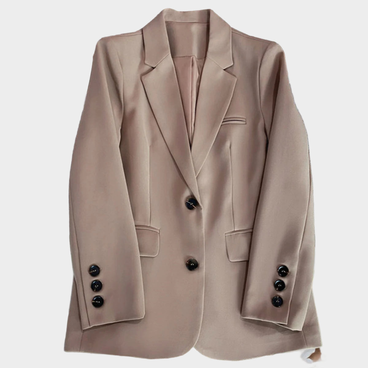 Klaudijas korejiešu stila žakete brūnā krāsā ar taisnu piegriezumu un brīvu siluetu