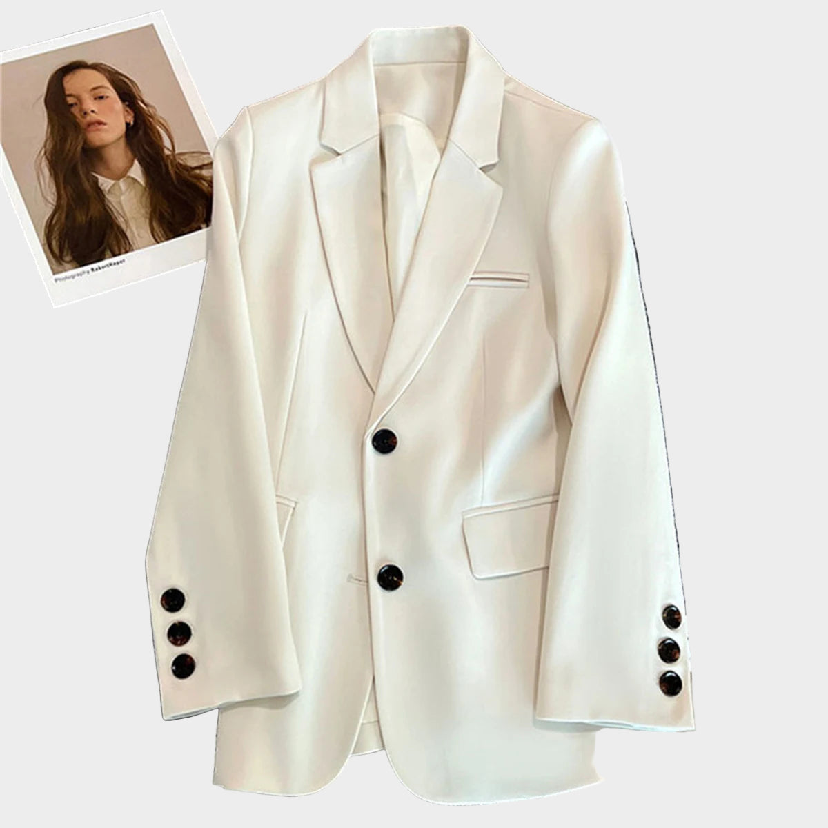 Klaudijas korejiešu stila žakete brūnā krāsā ar taisnu piegriezumu un brīvu siluetu