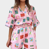 Natālijas vasaras tērps ar īsām piedurknēm kreklu un šortiem